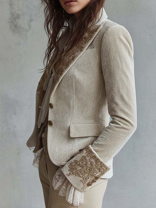 Ginevra - Blazer brodé couleur ivoire