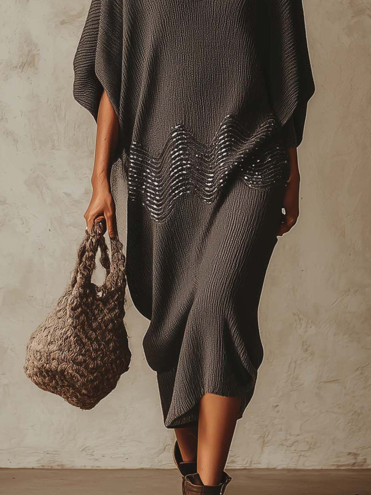 Vestido midi topo bordado lentejuelas