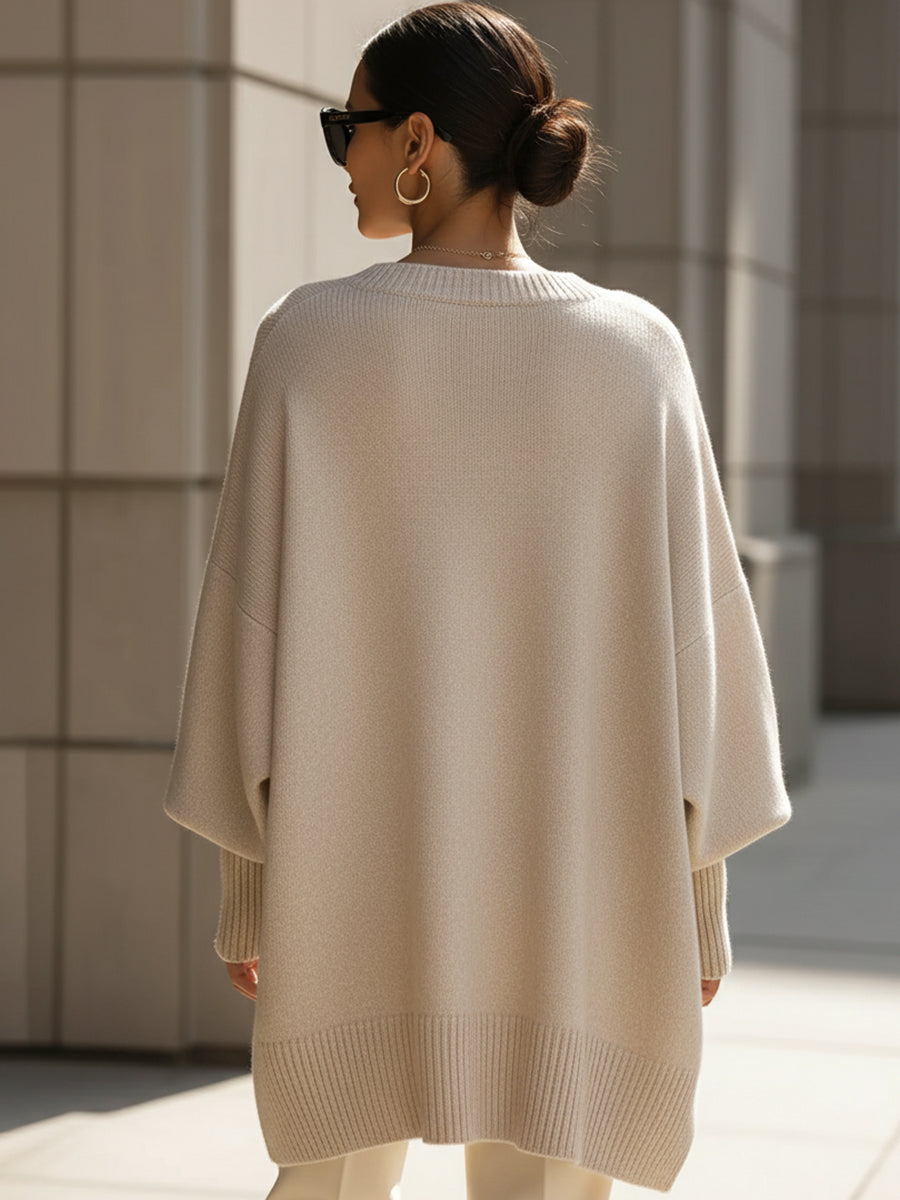 Jennifer | Pull Oversized à Drapé et Large Encolure