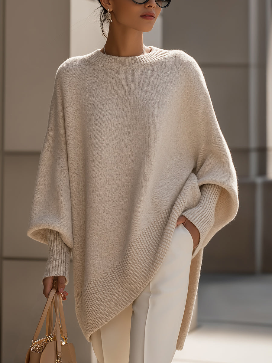 Jennifer | Pull Oversized à Drapé et Large Encolure