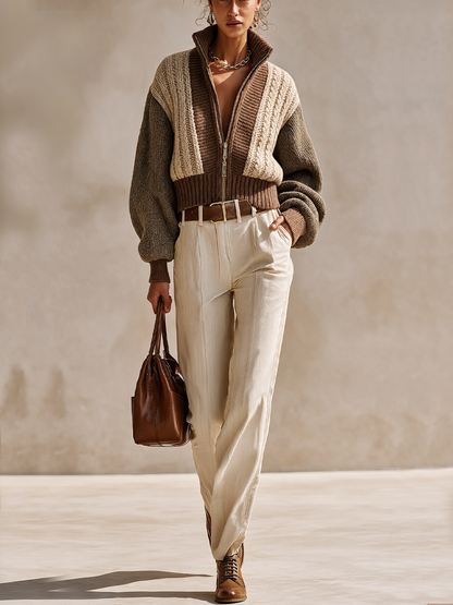 Gilet en maille torsadée color-block