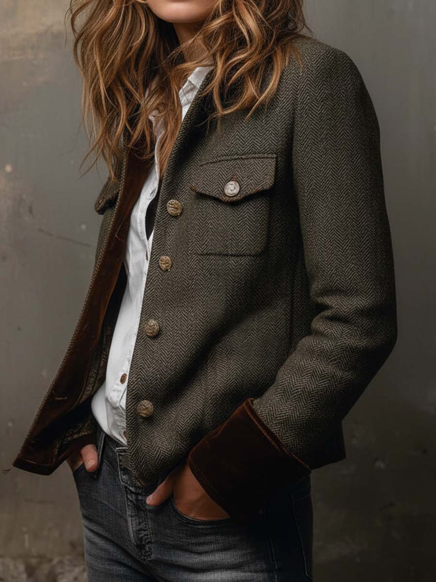 Viviana - Blazer à chevrons avec bordure contrastée