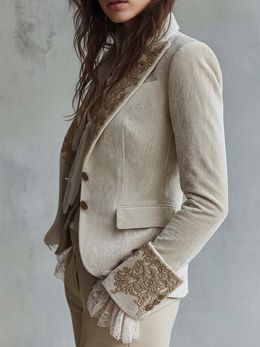 Ginevra - Blazer brodé couleur ivoire