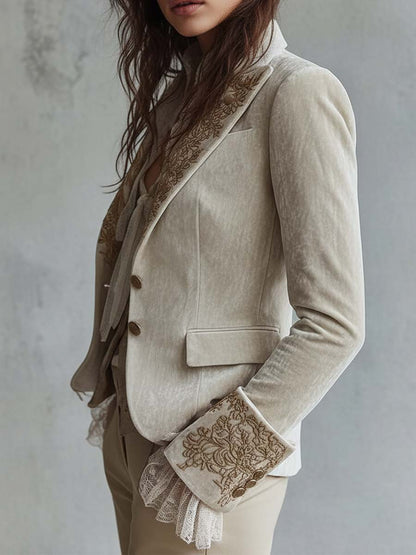 Ginevra - Blazer brodé couleur ivoire