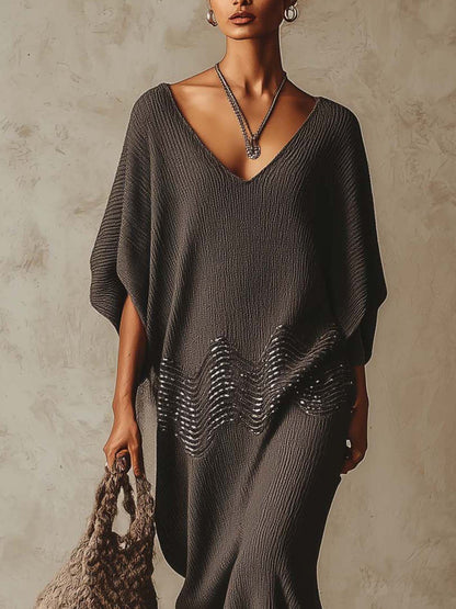 Vestido midi topo bordado lentejuelas