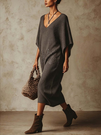 Vestido midi topo bordado lentejuelas