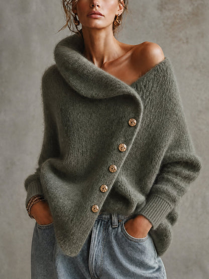 Pull oversize en alpaga vert olive