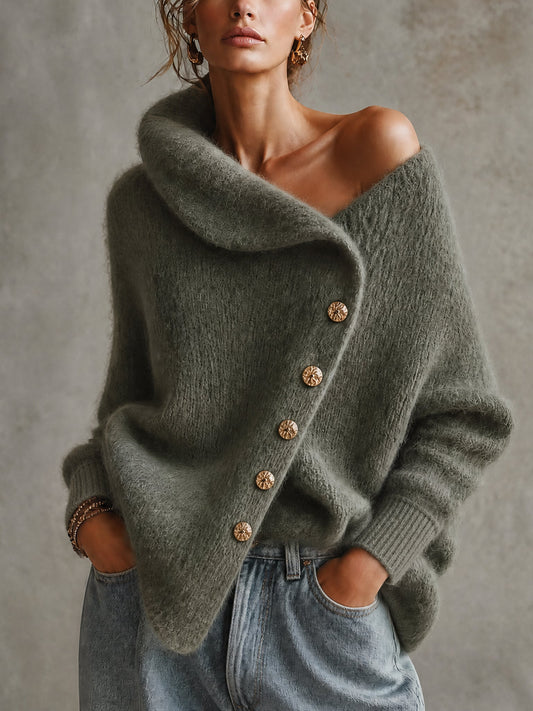 Pull oversize en alpaga vert olive