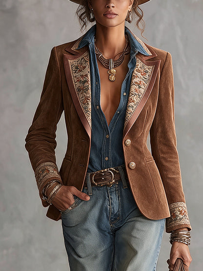 Blazer marron en daim vintage