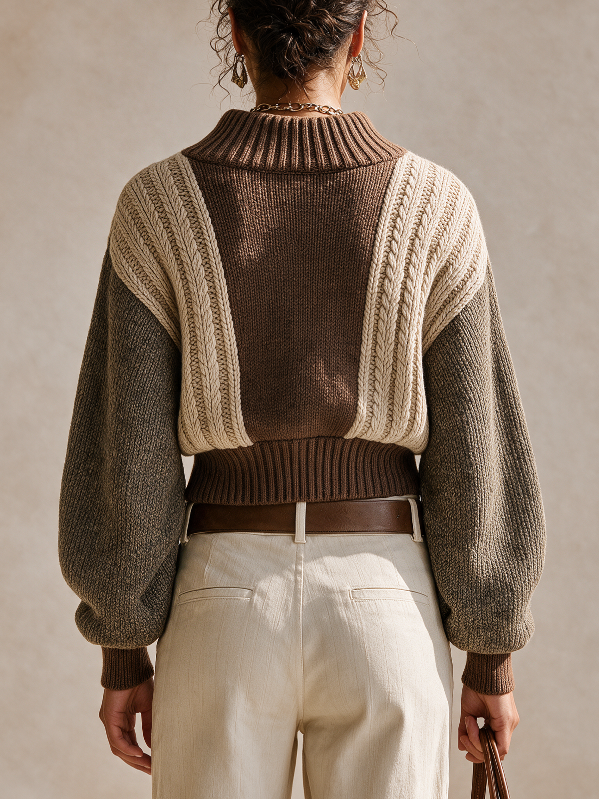 Gilet en maille torsadée color-block
