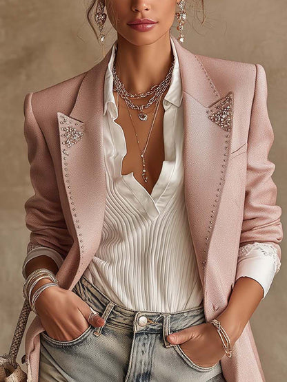 Blazer tailleur rose à ornements