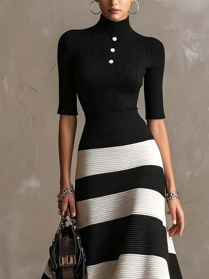 Vestido maxi rayas blanco y negro