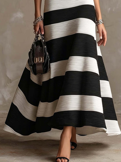 Vestido maxi rayas blanco y negro