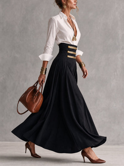 Ensemble chemise blanche et jupe noire