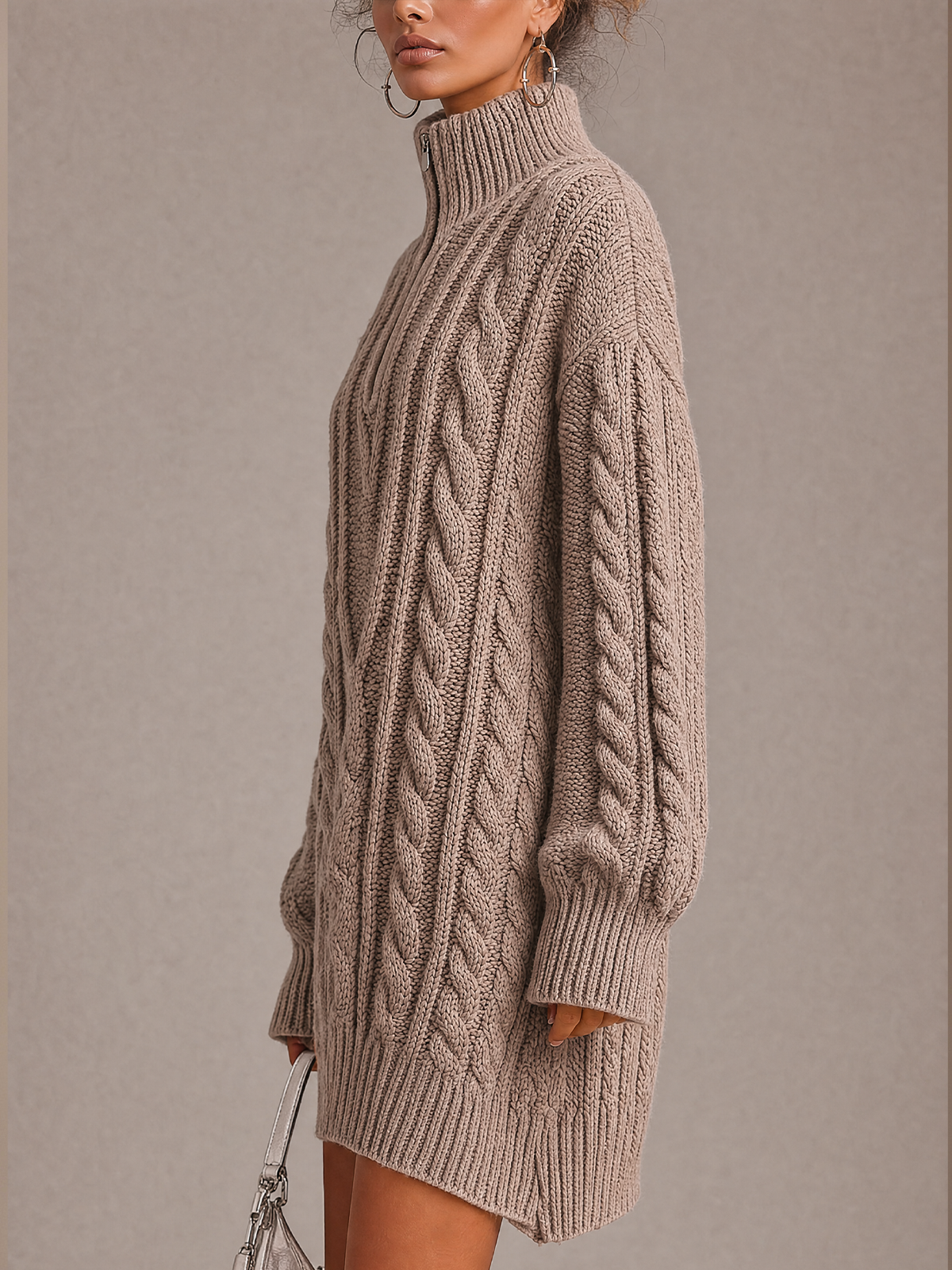 Minivestido jersey oversize topo cremallera
