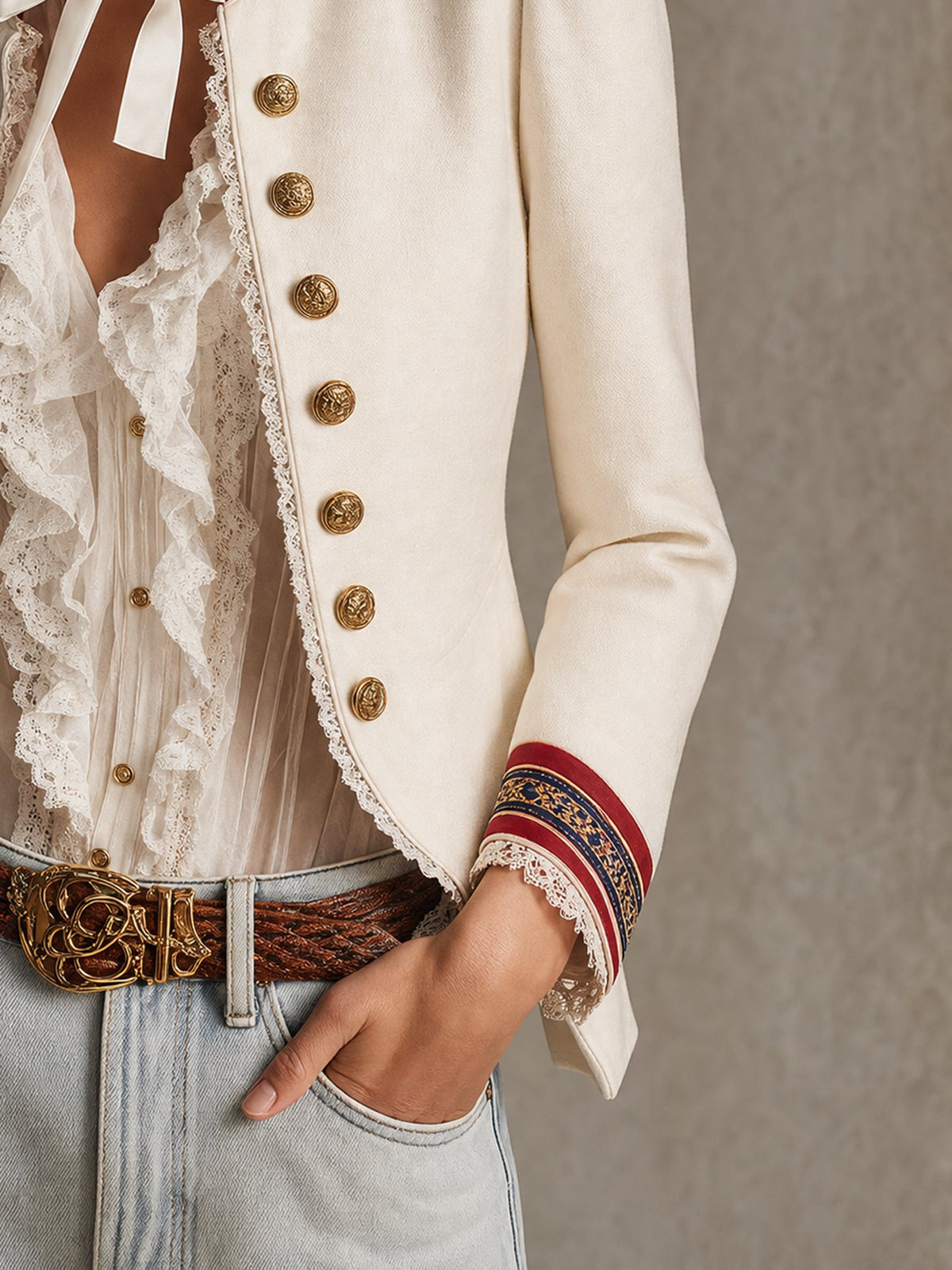 Blazer blanc vintage style Napoléon