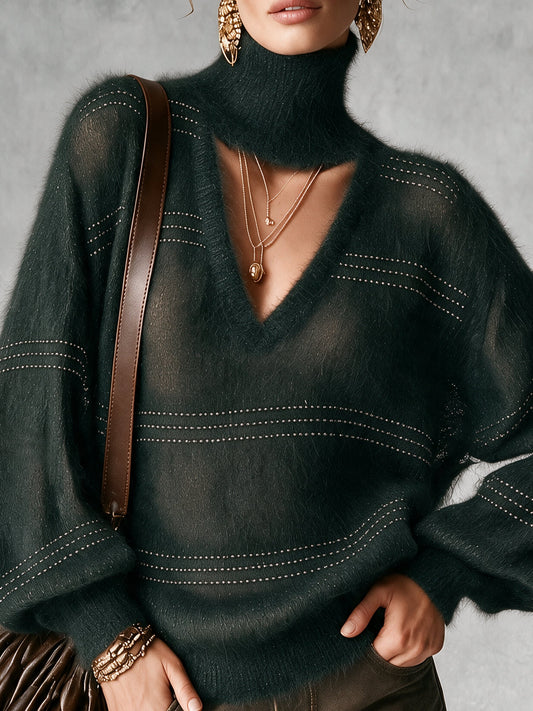 Suéter verde oversize de mohair