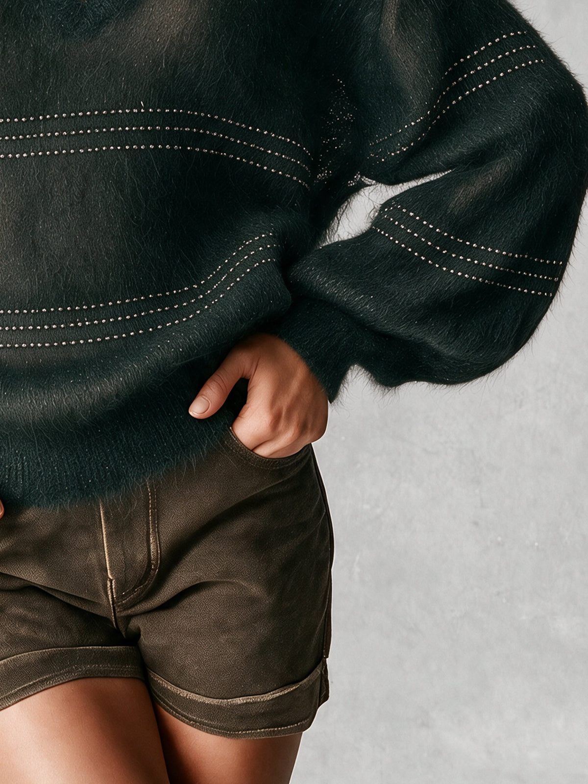 Pull oversize vert en mohair