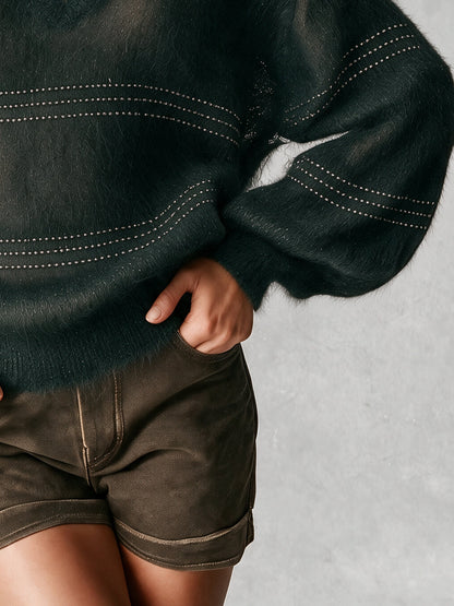 Pull oversize vert en mohair