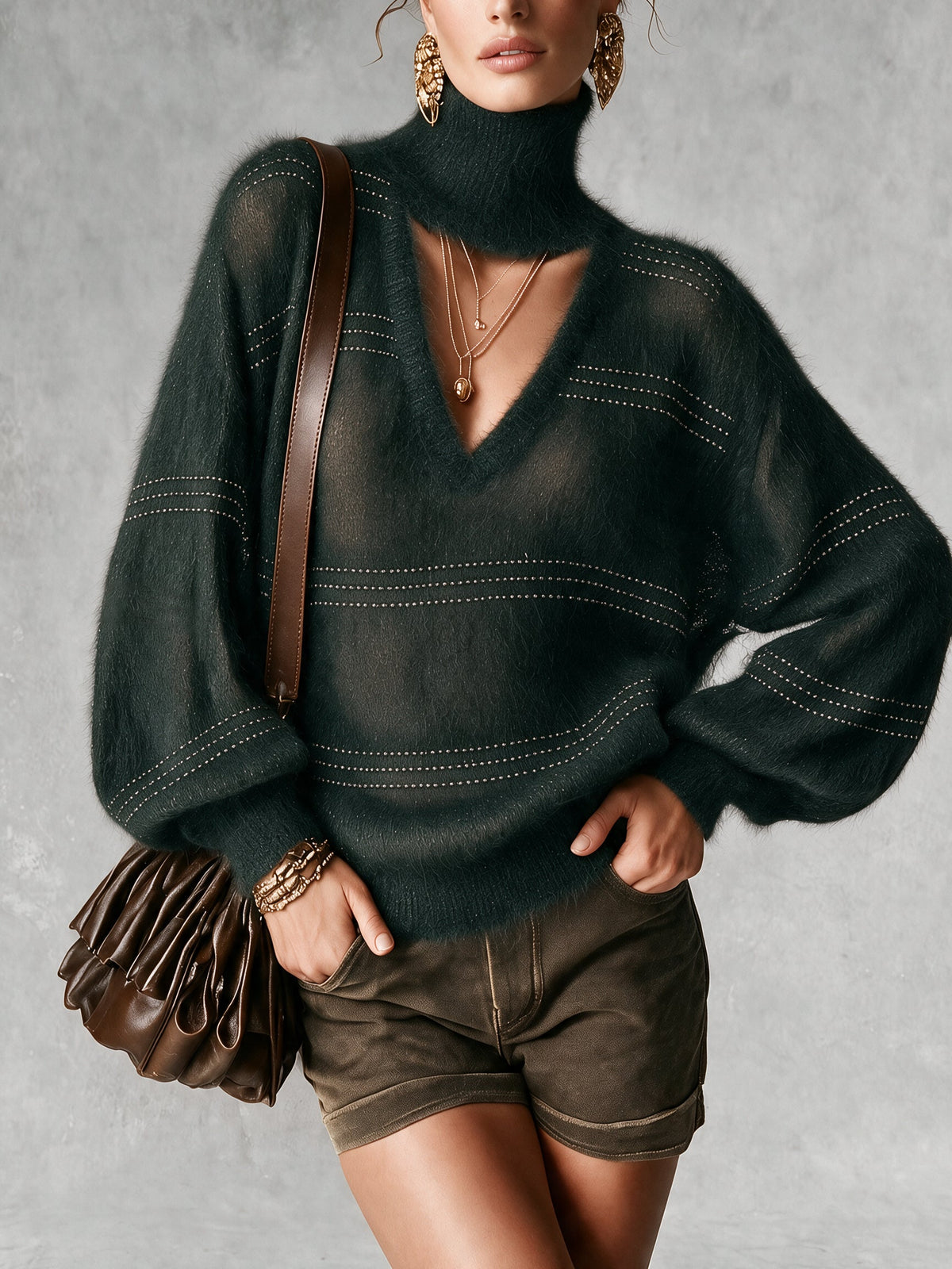Pull oversize vert en mohair