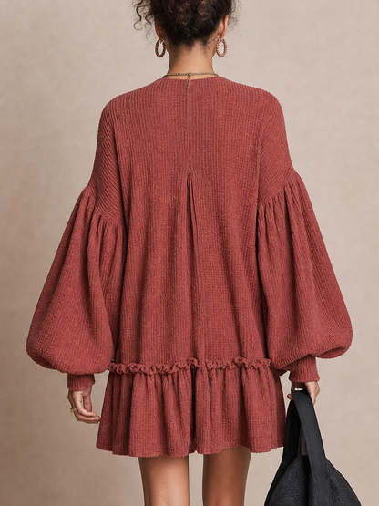 Robe courte gaufrée couleur rouille