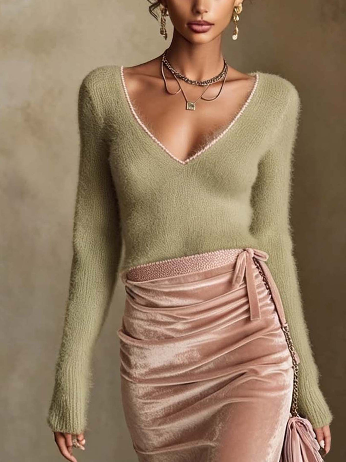Pull en molleton vert sauge