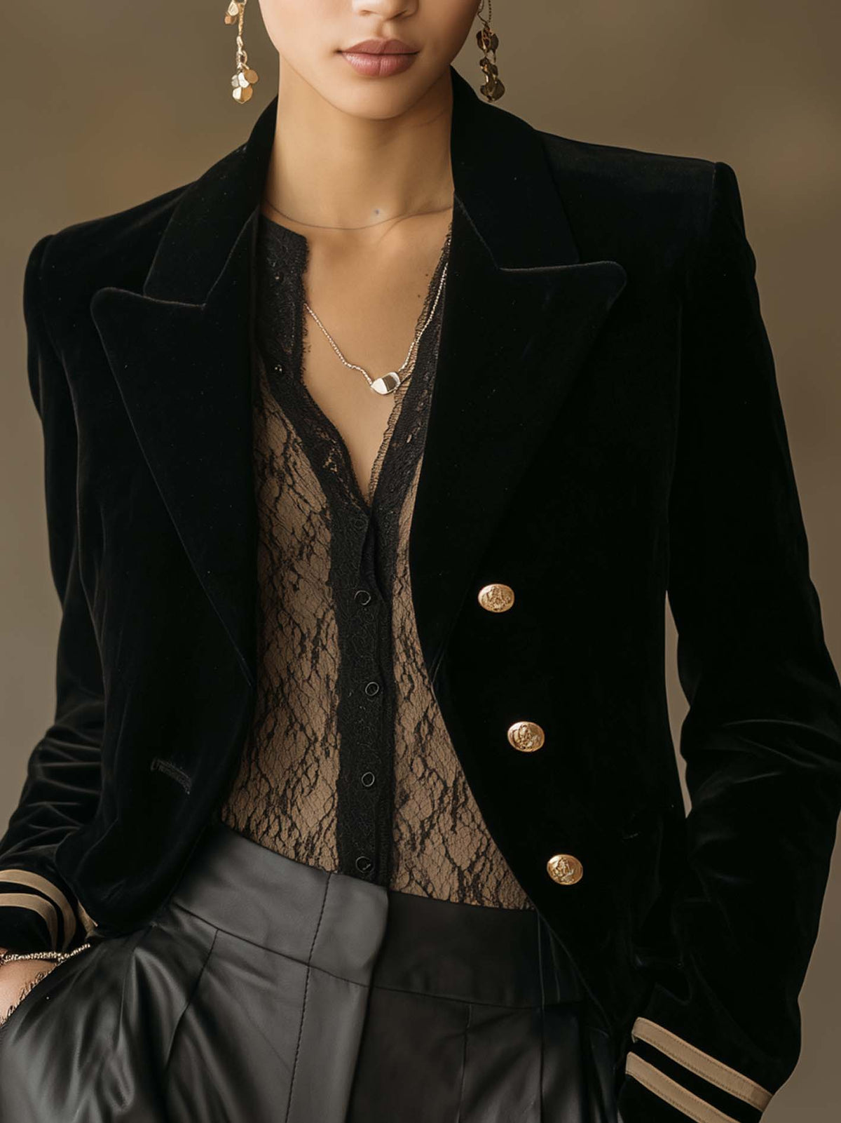 Blazer croisé en velours noir