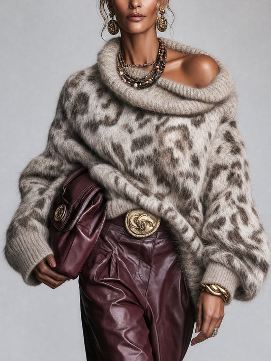 Pull oversize en mohair marron