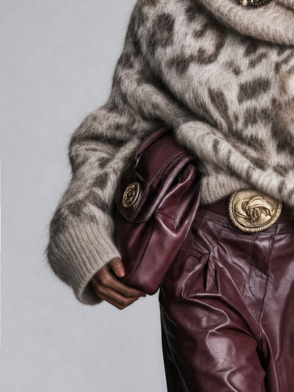 Pull oversize en mohair marron