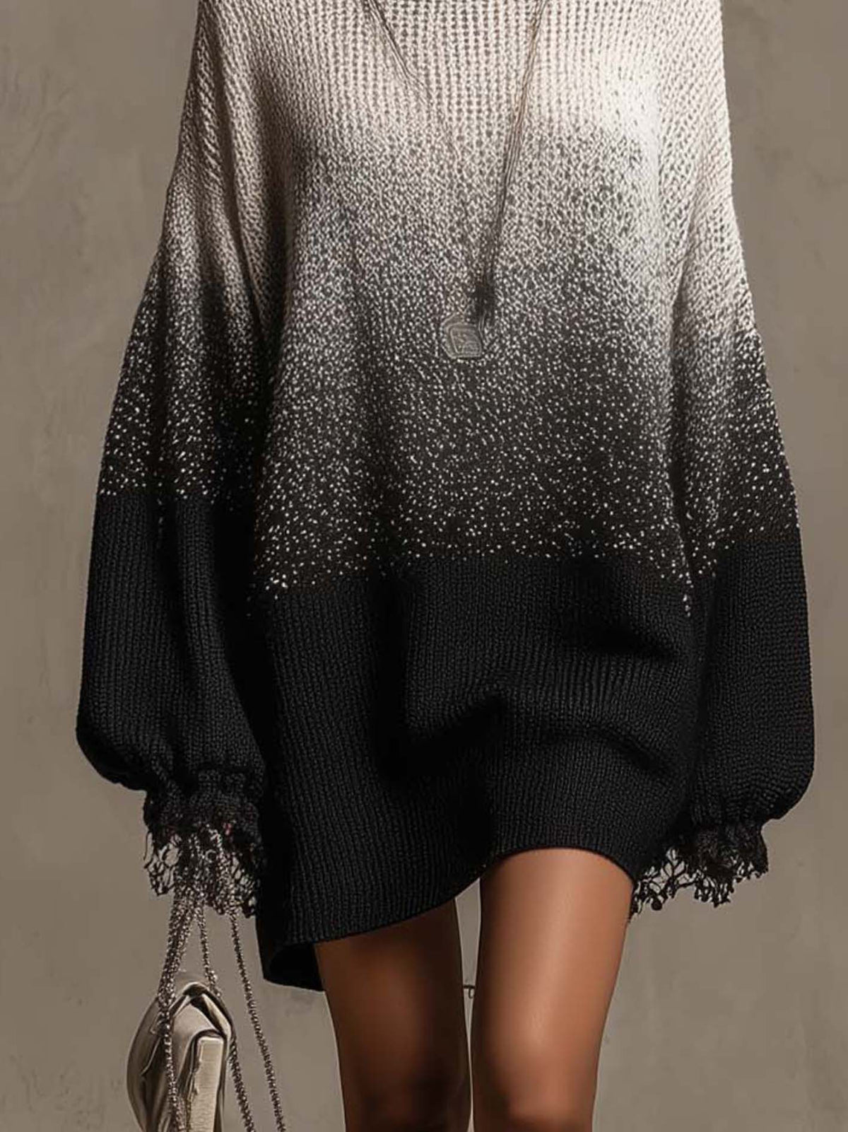 Robe courte dégradée noir et ivoire