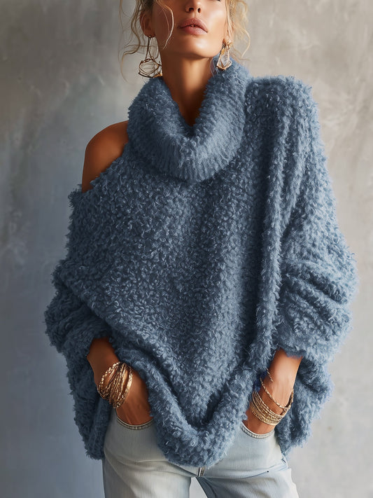Pull en maille bleu oversize