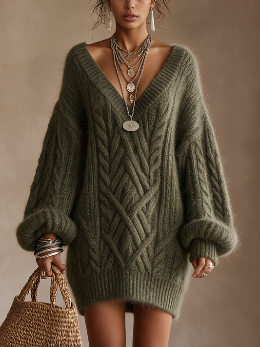 Robe courte vert olive oversize