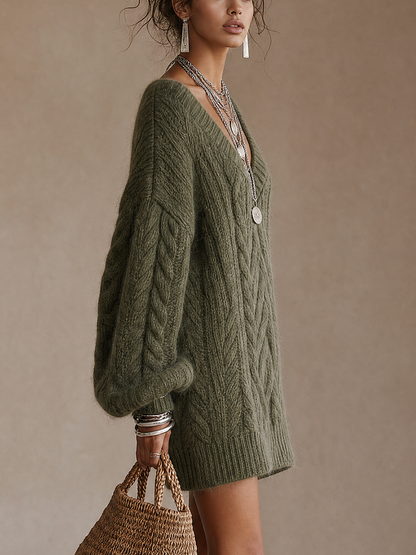 Robe courte vert olive oversize
