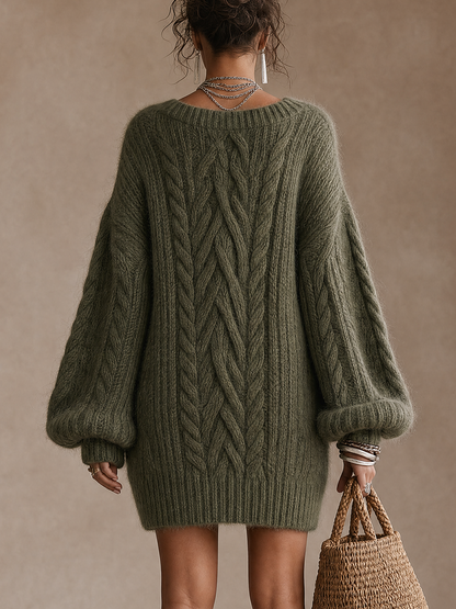 Robe courte vert olive oversize