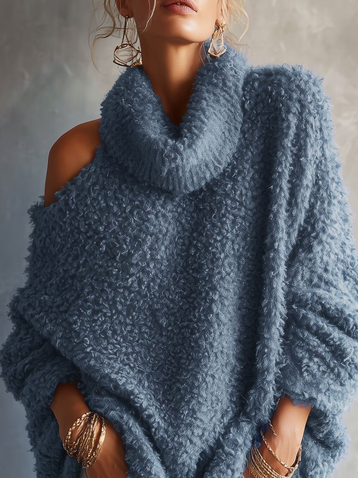 Pull en maille bleu oversize