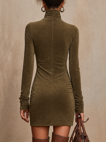 Vestido mini verde oliva cordones