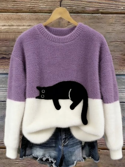 Pull Élégant Motif Chat