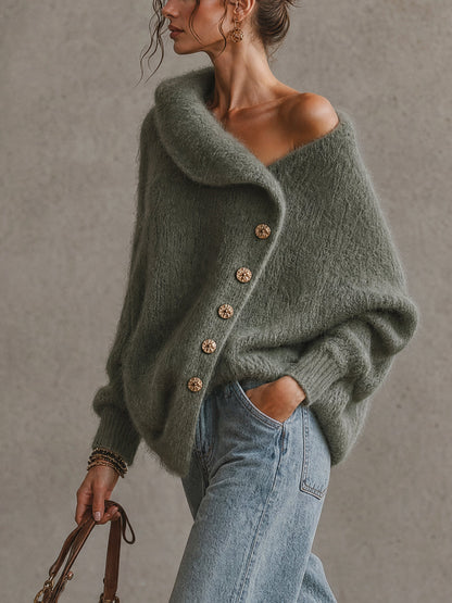 Pull oversize en alpaga vert olive