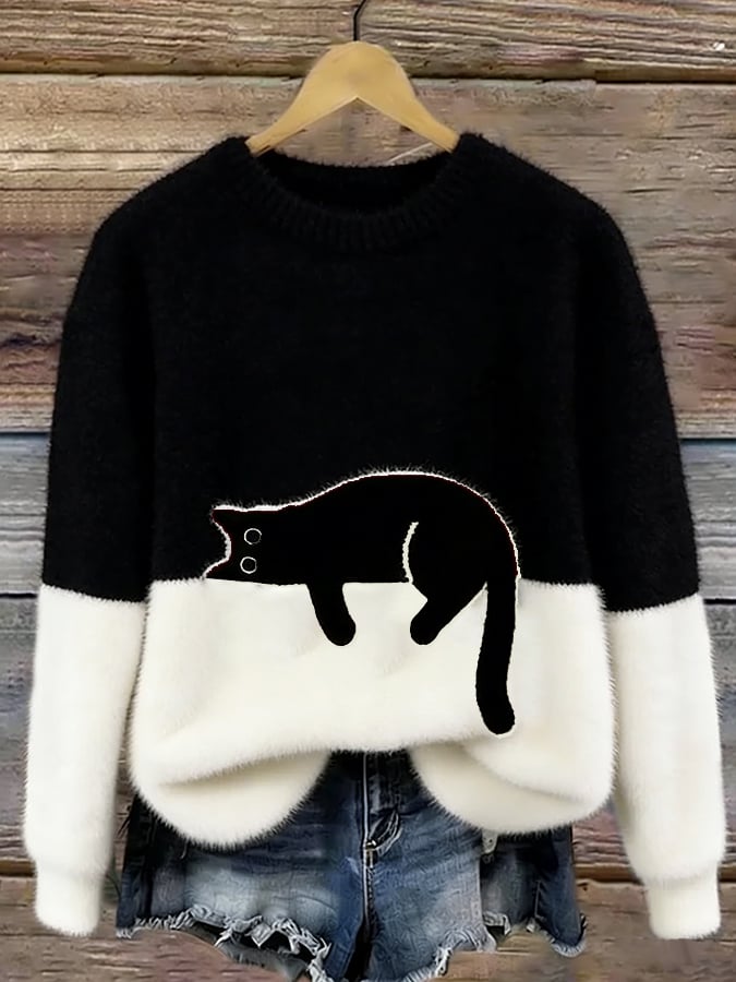 Pull Élégant Motif Chat