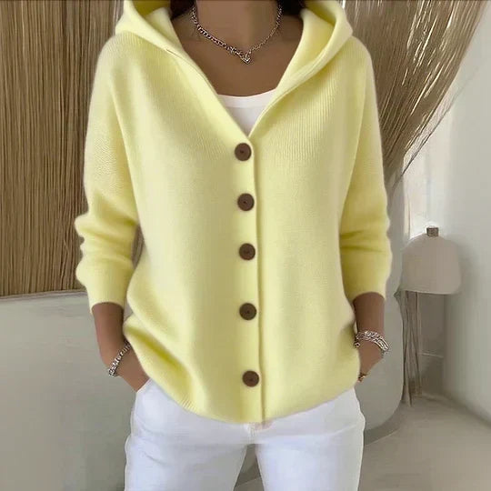 Merel | Gilet en Maille à Capuche et Boutons