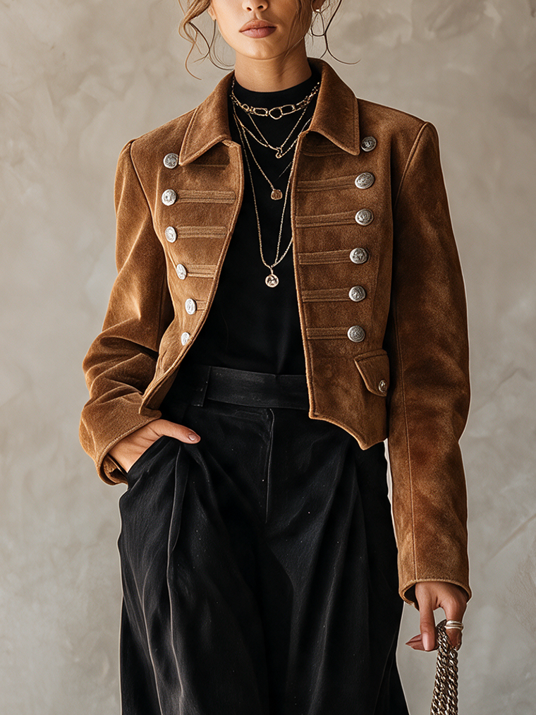Veste en daim marron cognac