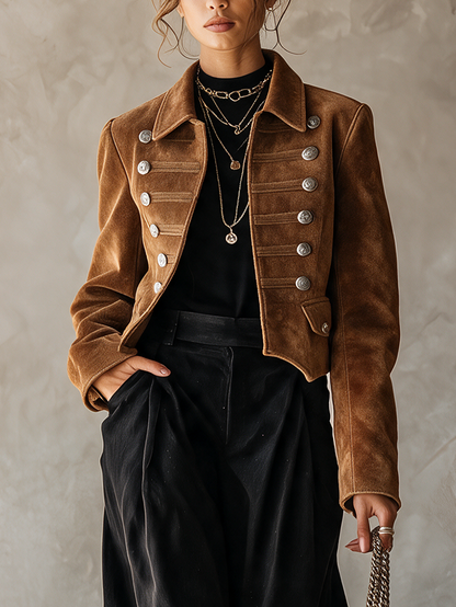 Veste en daim marron cognac