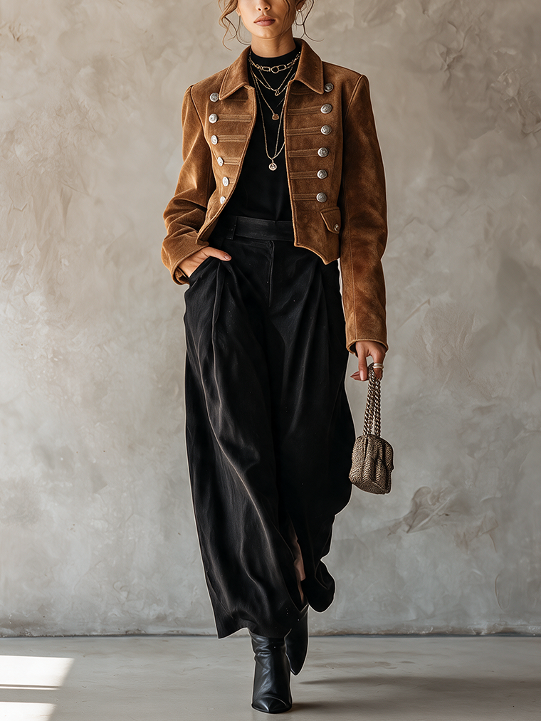 Veste en daim marron cognac