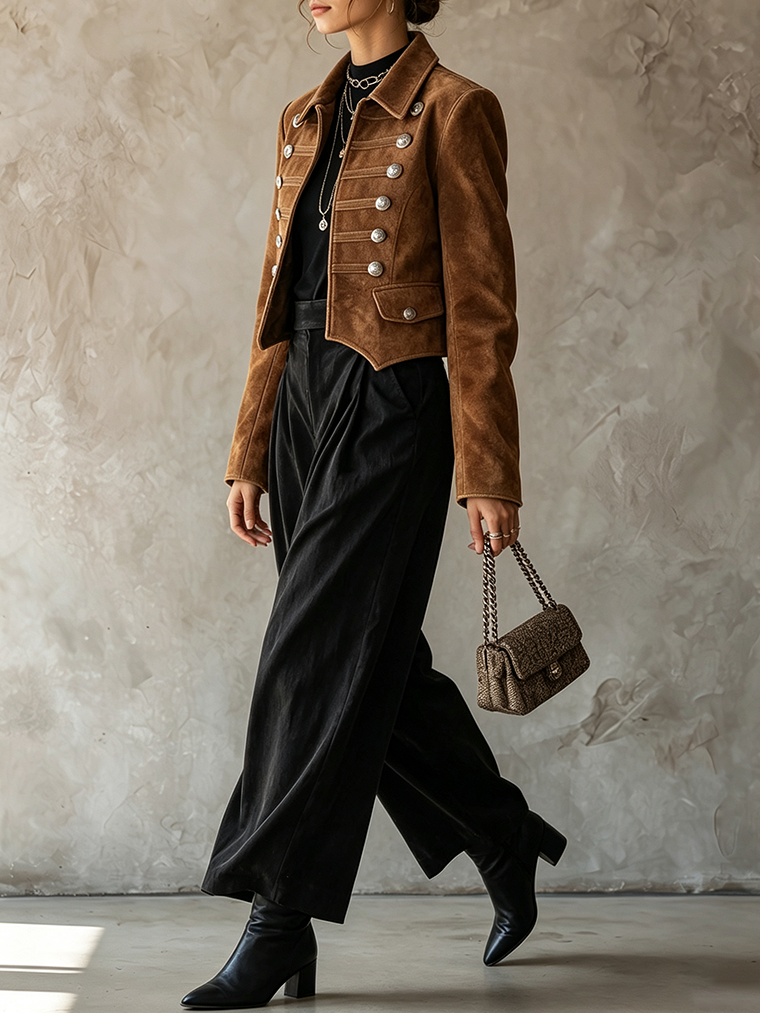 Veste en daim marron cognac