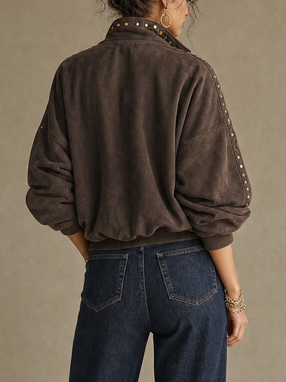 Haut en daim marron foncé