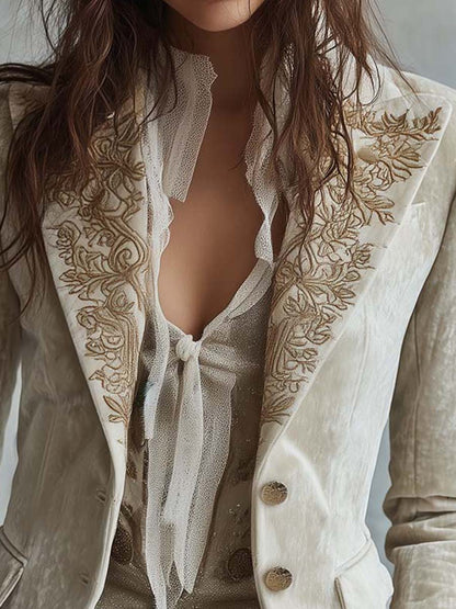 Ginevra - Blazer brodé couleur ivoire