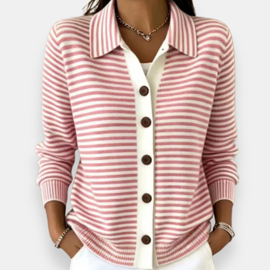 Nola | Cardigan à rayures et boutons