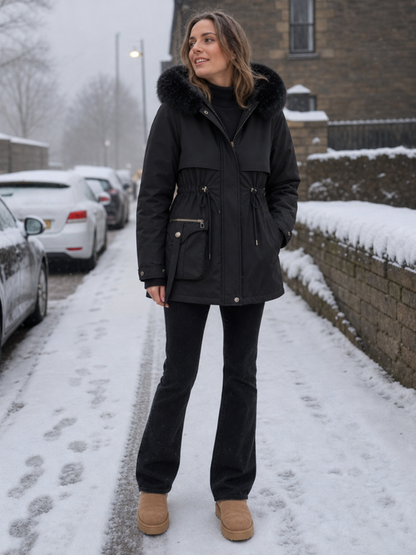 Éloïse | Parka cintrée déperlante pour femme avec doublure sherpa