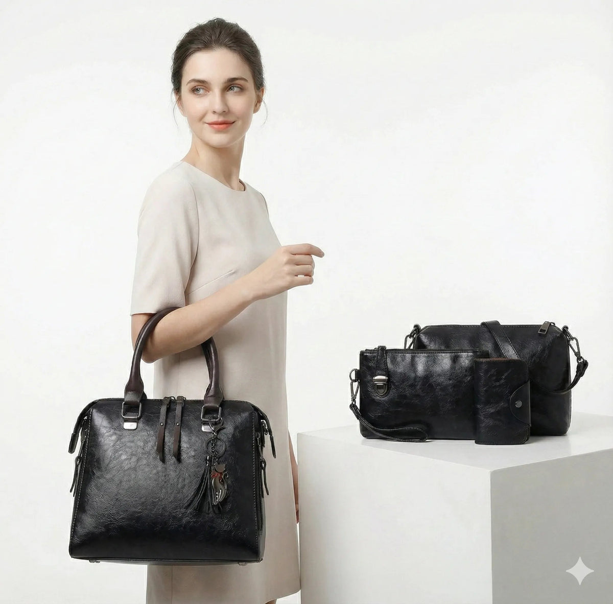 SET PREMIUM - SAC + PORTEFEUILLE + POCHETTE + TROUSSE OFFERTE