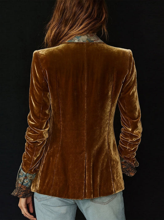 Marcella - Blazer patchwork à imprimé floral vintage